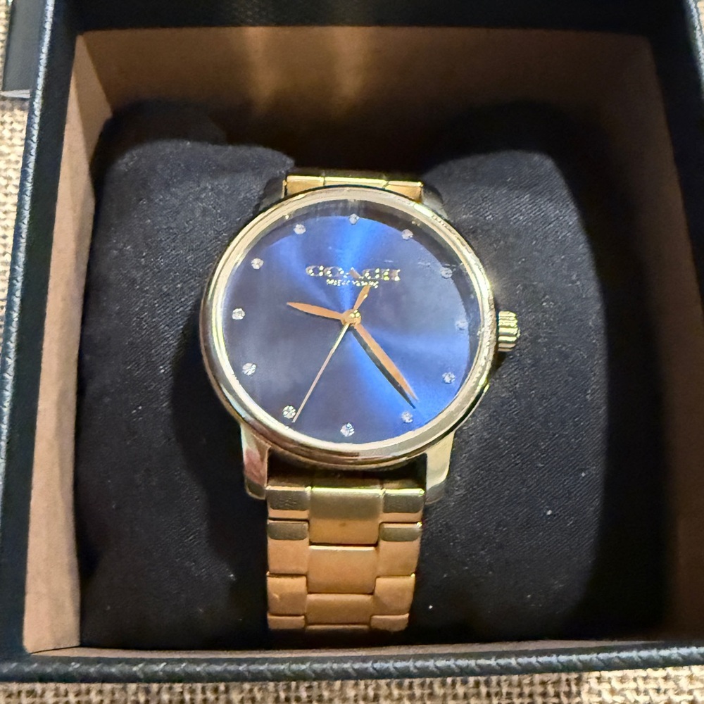 Coach Watch with Gold Band and Blue Dial 36mm